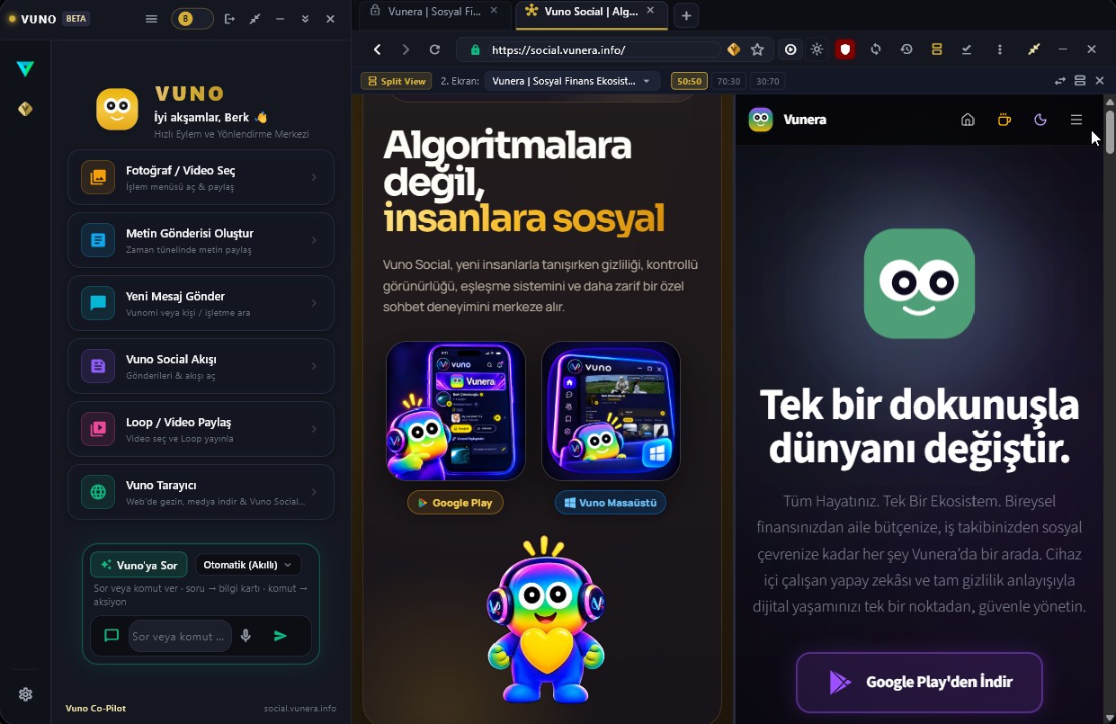 Vuno Desktop önizleme